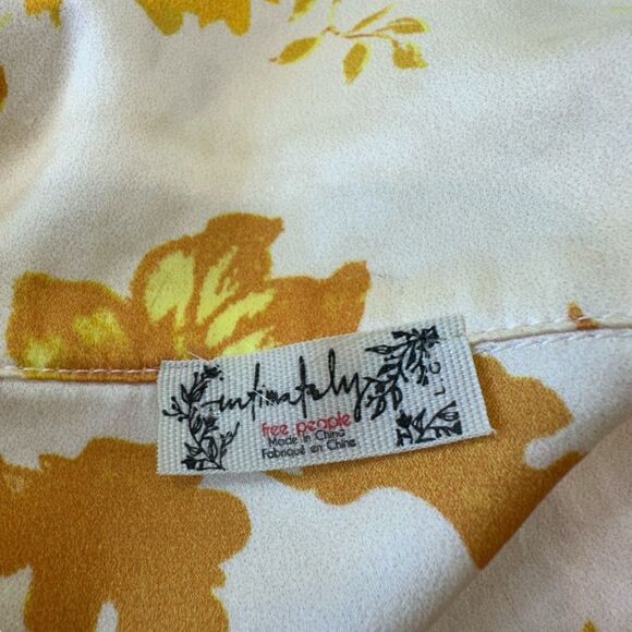 Free People Intimately Silkin' Around Sleep Shirt Yellow Floral, L - Picture 7 of 10